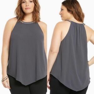 Torrid Grey Crepe Halter Tunic